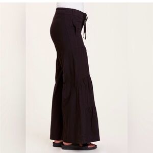 NWT XCVI WEARABLES Terraced Wide Leg Pants Drawstring, Black